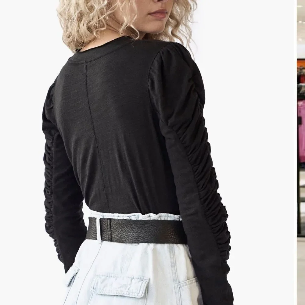 Free People Natasha Tee in Black